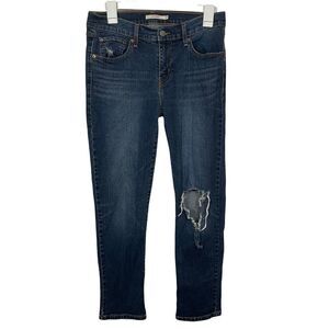 Levi’s Medium Wash Mid Rise Distressed Boyfriend Jeans